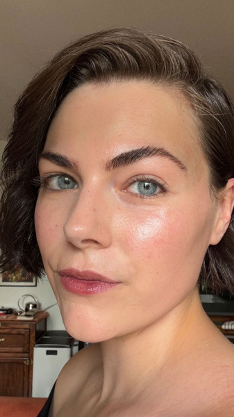 Nicola Dall'Asen after applying the Victoria Beckham Beauty Bitten Lip Tint
