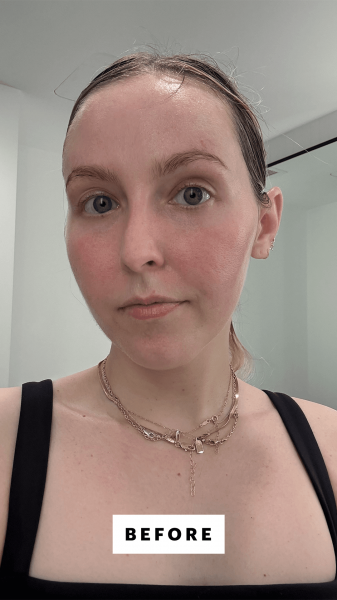 Selfie of Sarah Kinonen before applying the Personal Day Trust Me On This Hypochlorous Acid Spray