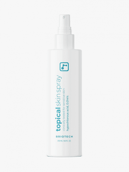 Briotech Topical Skin Spray in branded component on a light gray background
